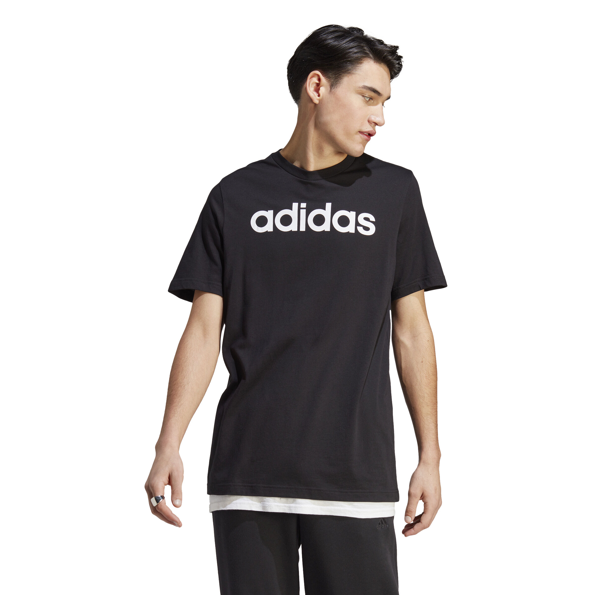 LIN Singel Jersey T-Shirt Herren - Schwarz, Weiß