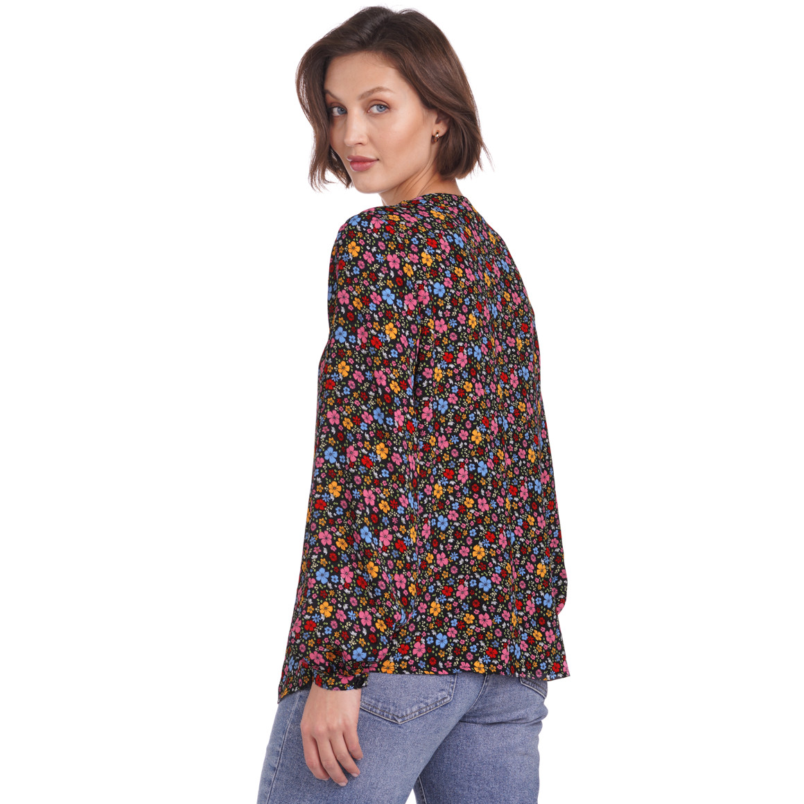 Damen Bluse im bunten Millefleur-Dessin