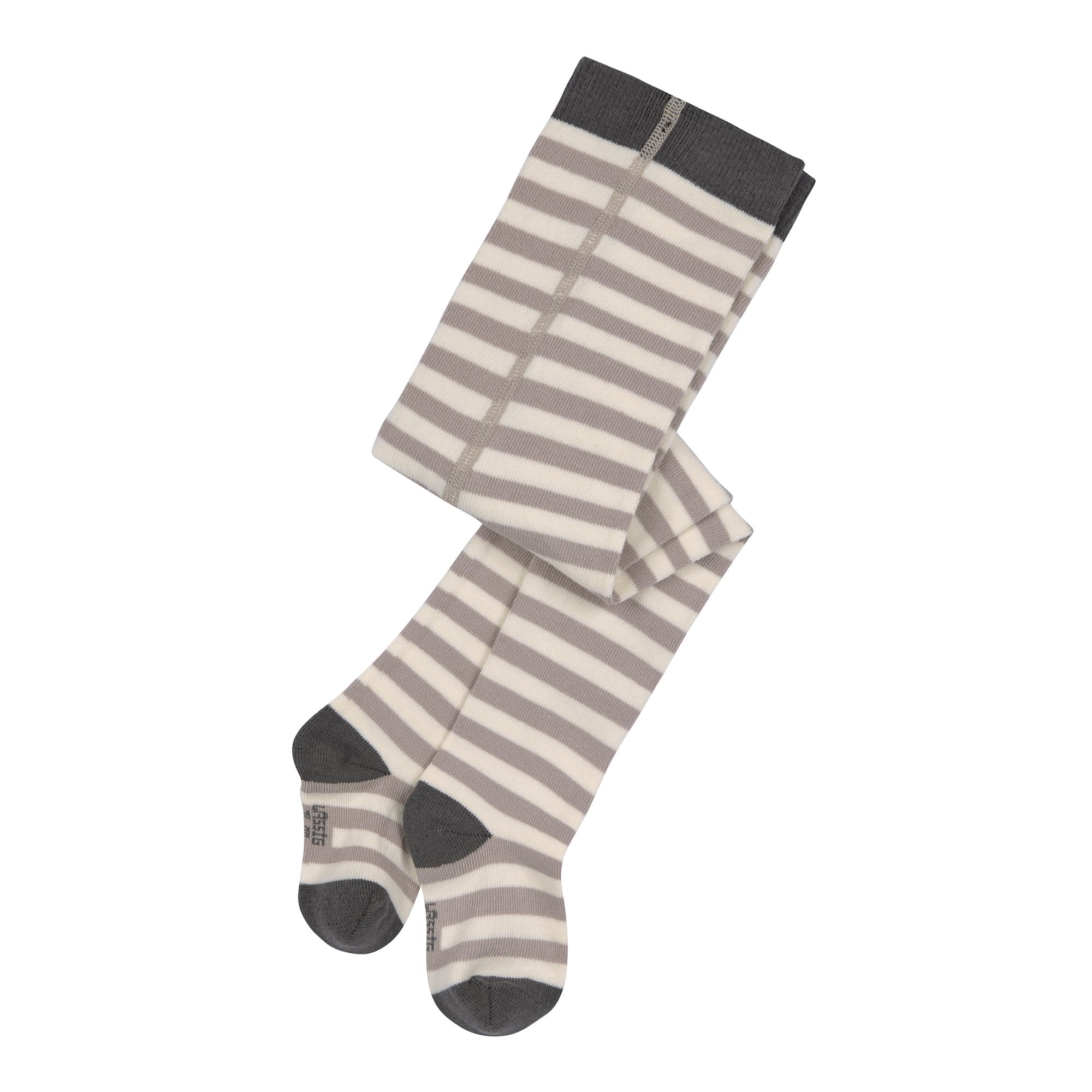 Strumpfhose GOTS - Tights, Streifen Taupe Weiß