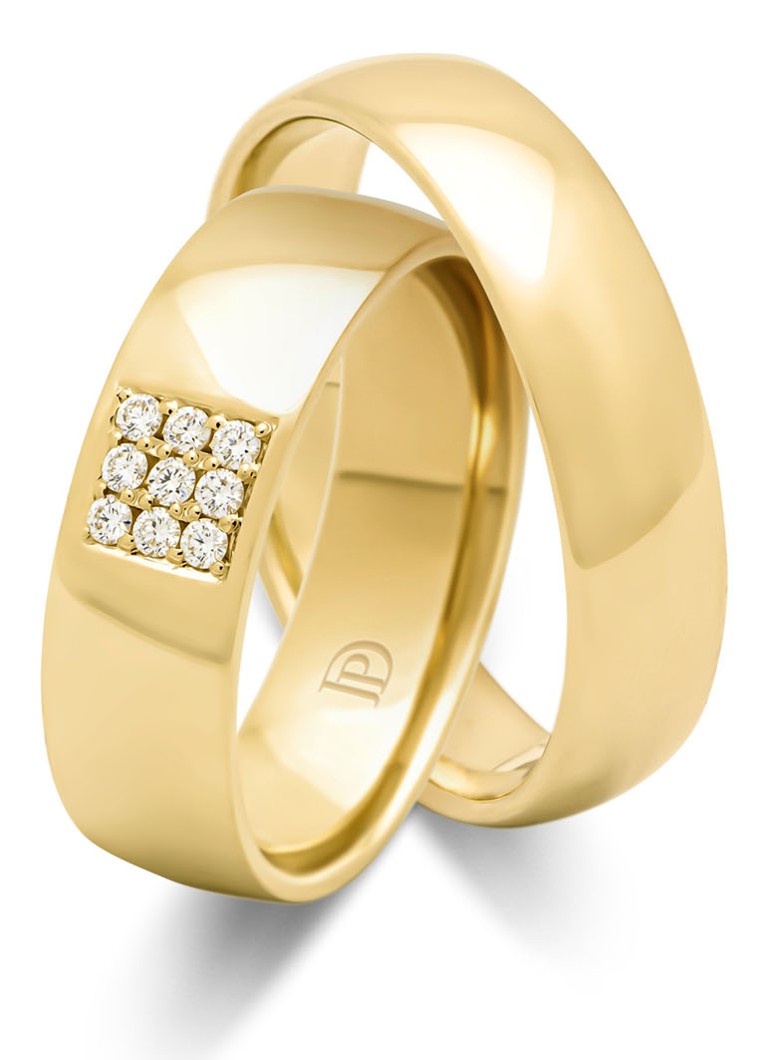 Anello Diamond Point in oro giallo, diamante da 0,09 ct, fede nuziale