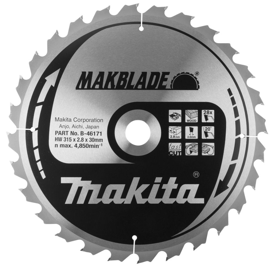 Makita Zubehör B-46171 Tischkreissägeblatt für Holz 315x30x2,8 24T 20g