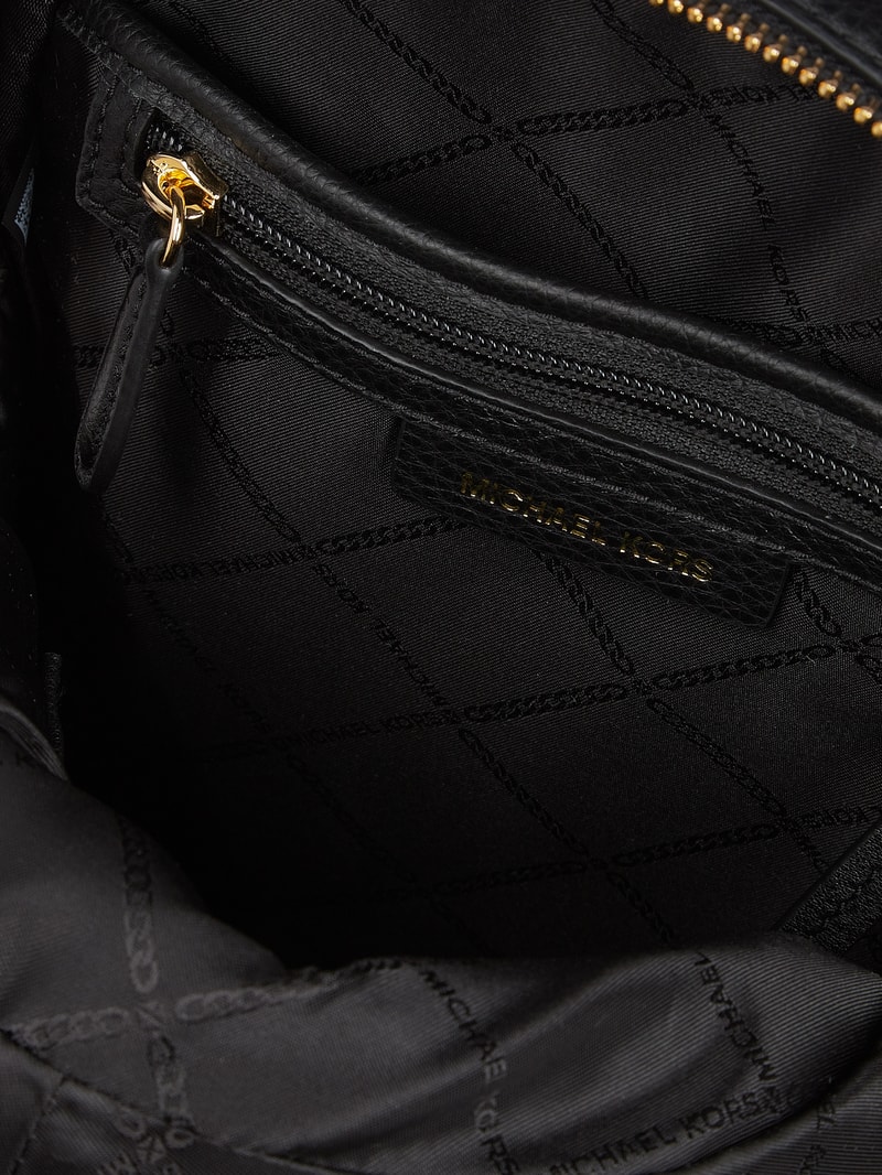 Rucksack aus Leder mit Bodenfach in schwarz