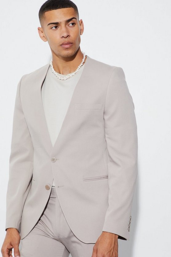 Einreihiger kragenloser Skinny Blazer