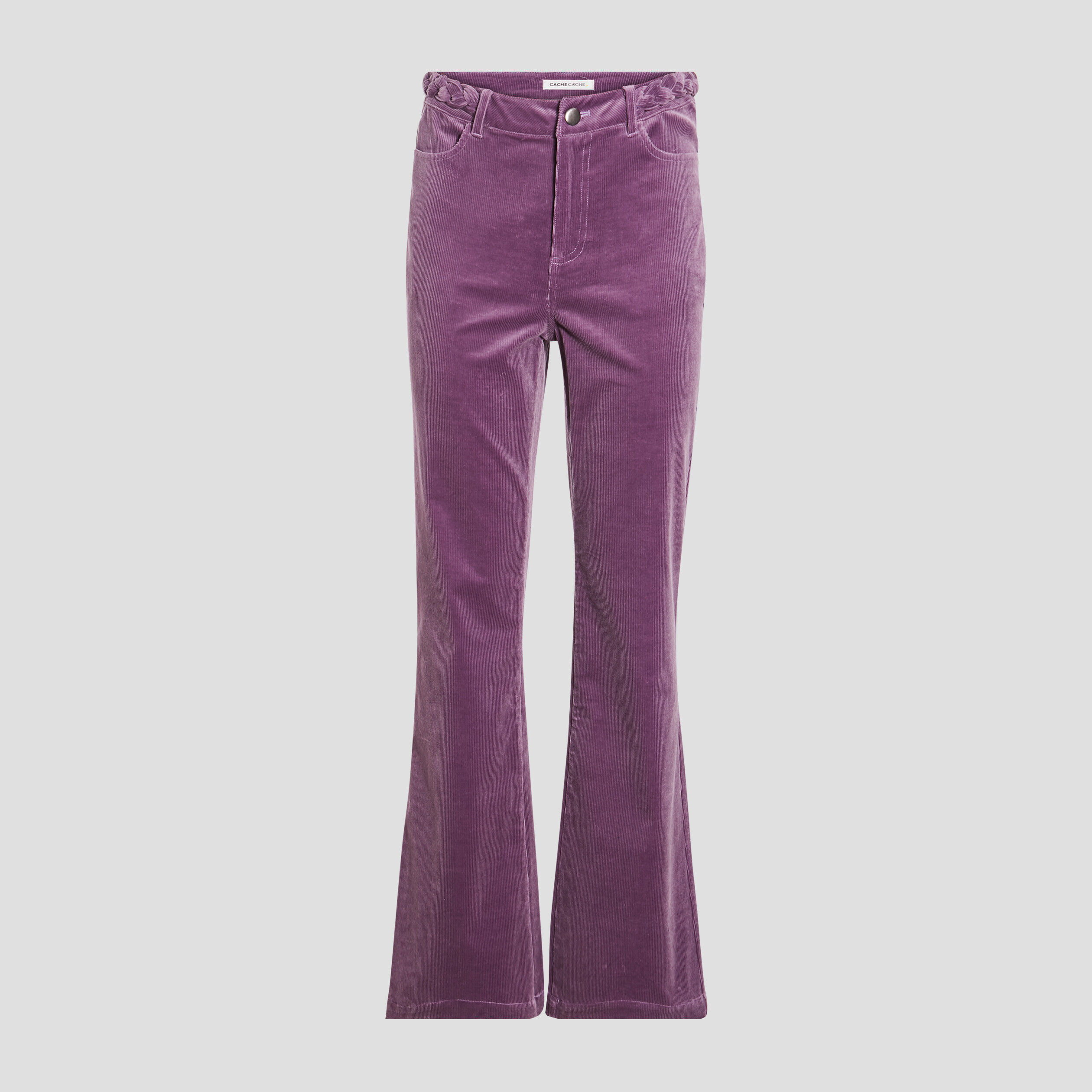 Pantalon flare velours côtelé violet femme | Cache Cache
