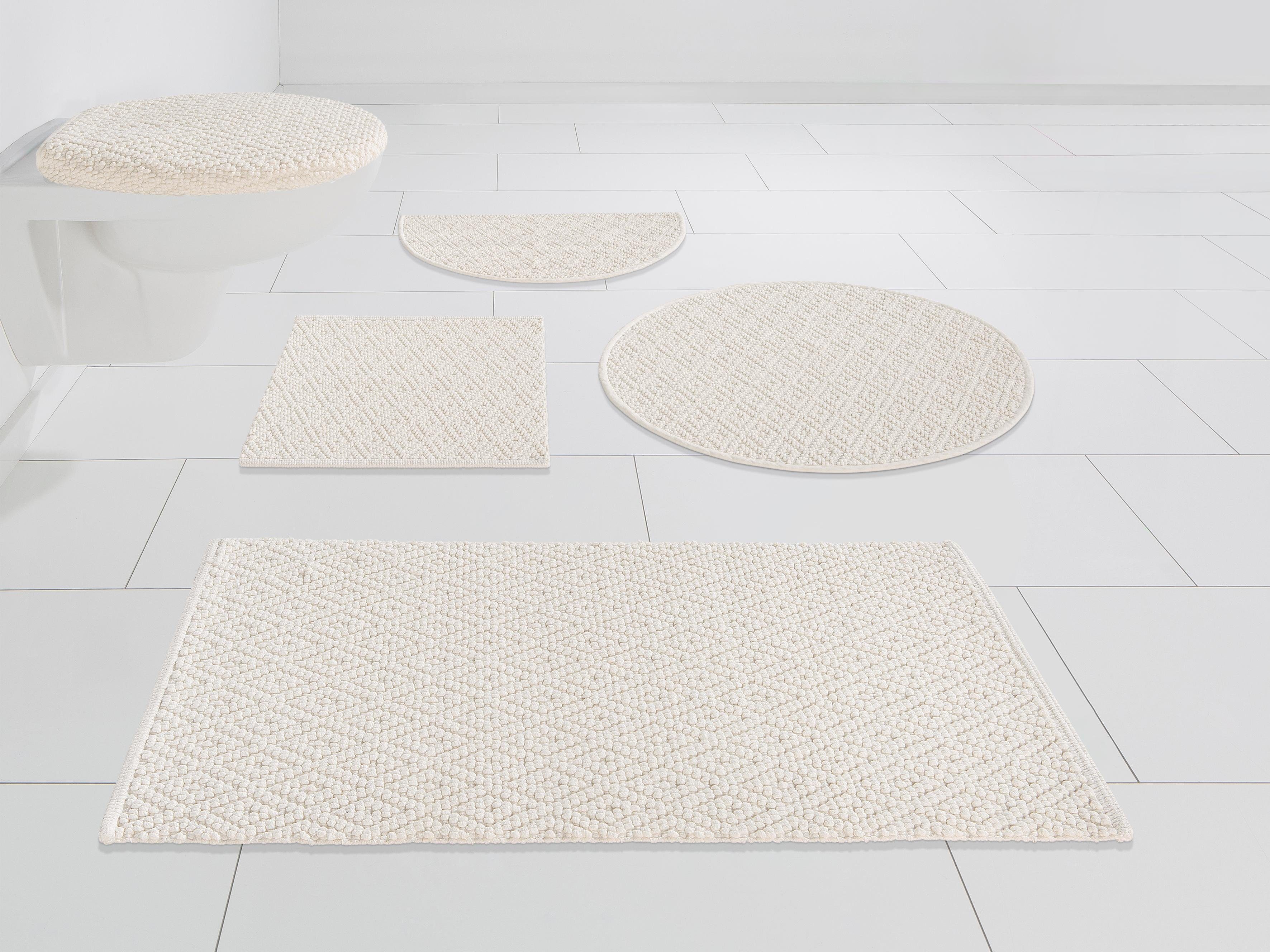Badematte Numan Home affaire, Höhe 10 mm, fußbodenheizungsgeeignet, schnell trocknend, strapazierfähig, Baumwolle, rechteckig, Rauten-Muster, Badteppich, auch als 3 teiliges Set erhältlich