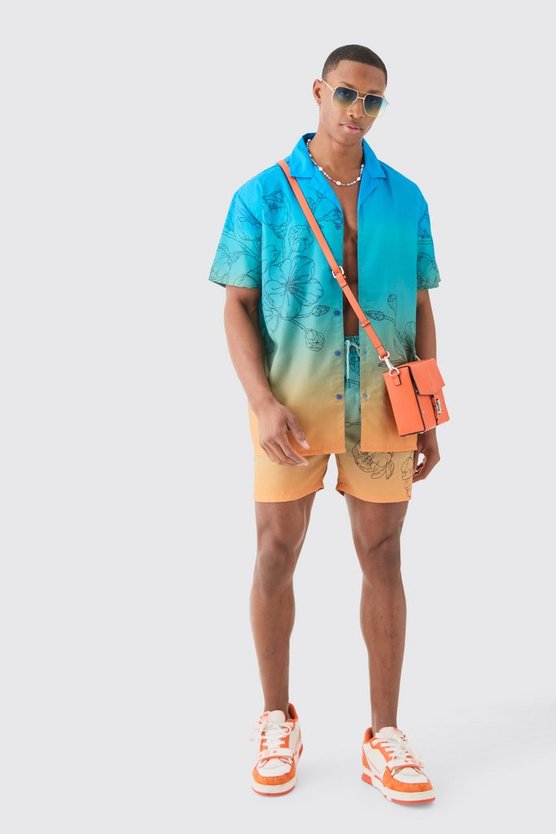 Oversize Hemd & Badehose mit Print