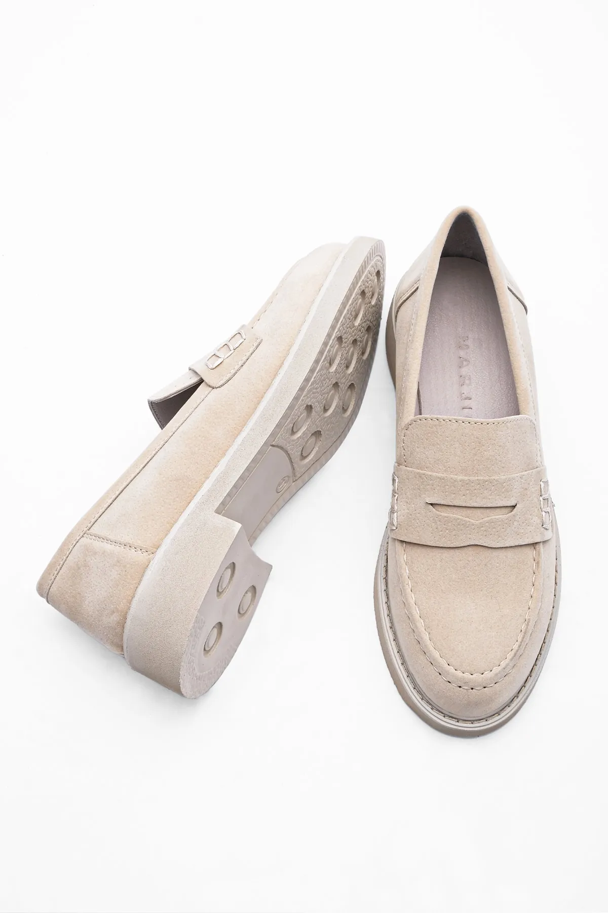 Marjin  Damen Loafer Mokassin Freizeitschuhe Andel Beige