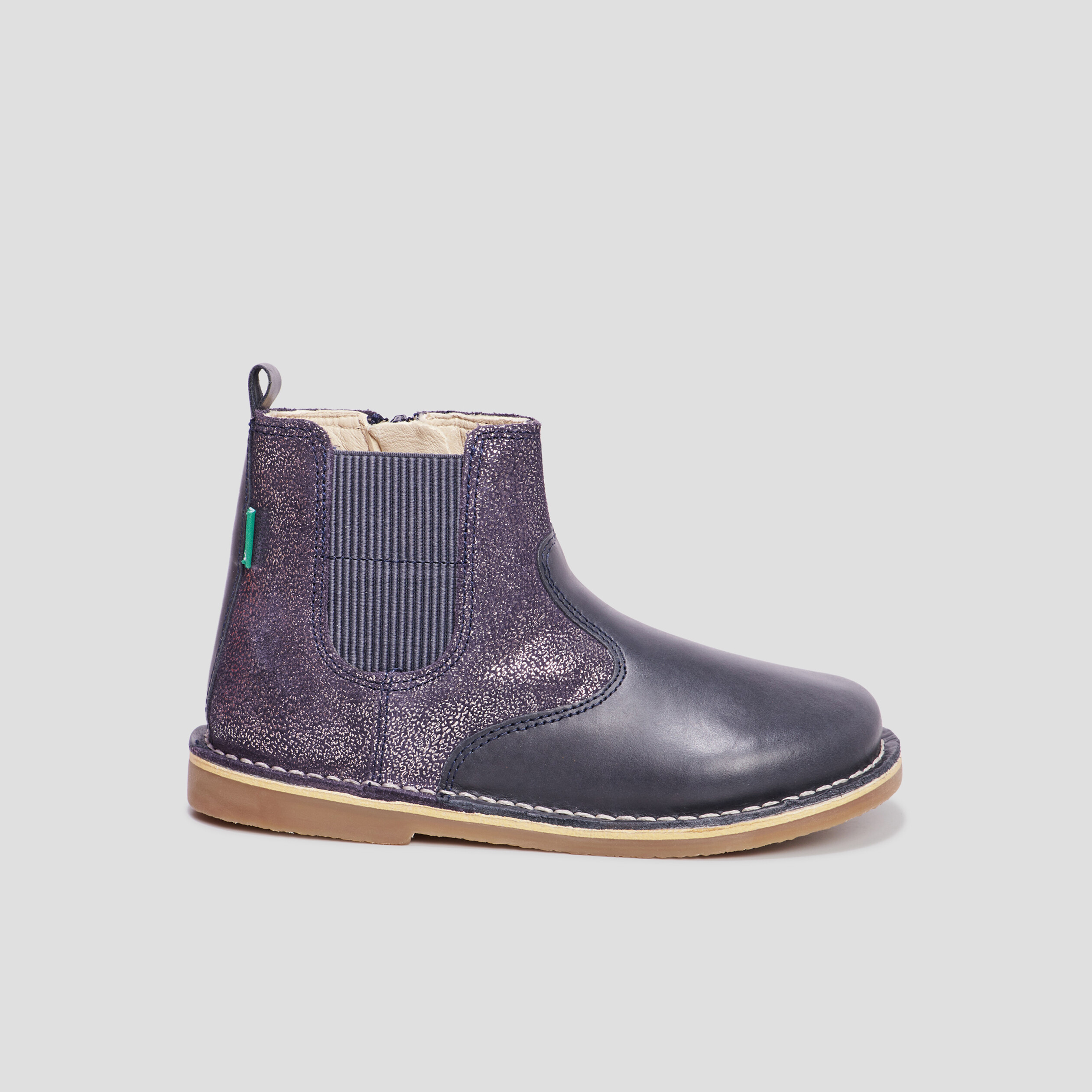 Bottines irisées en cuir Kickers Maelio bleu marine fille | La Halle