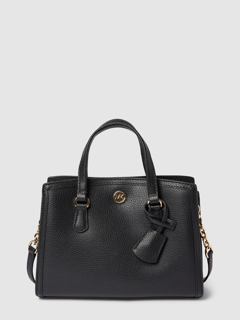 Handtasche mit Label-Applikation Modell 'CHANTAL' in schwarz