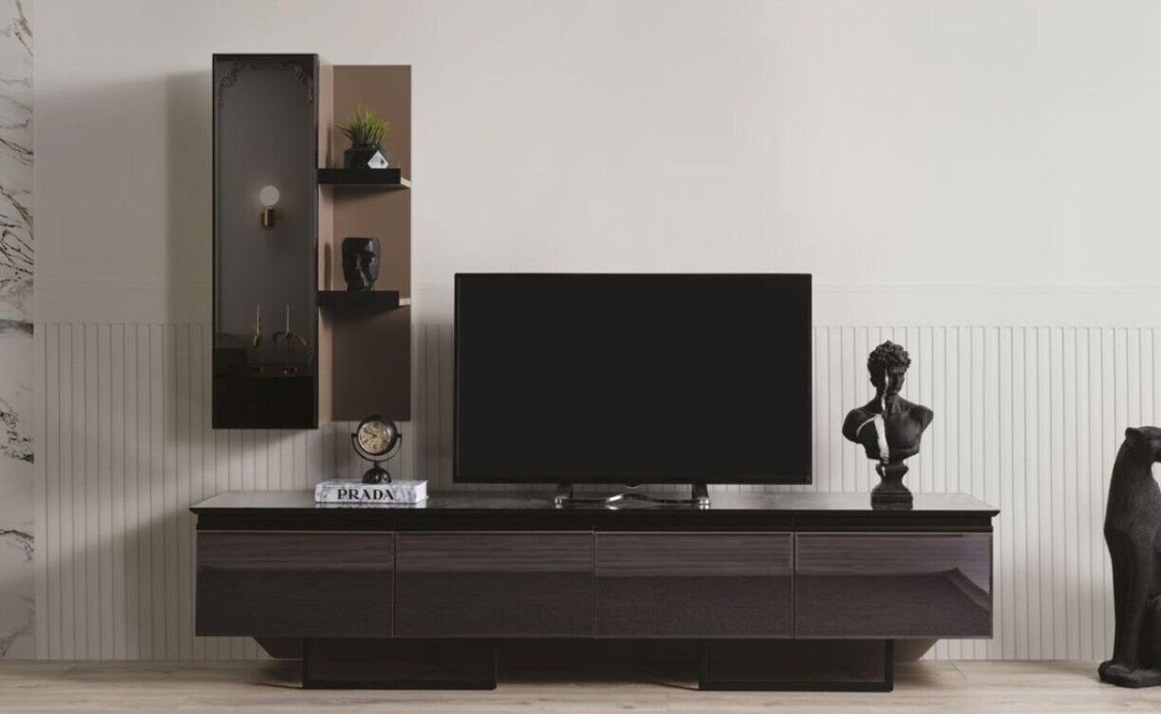 JVmoebel Wohnwand Stilvoll Wohnzimmer TV Ständer und Wandschrank Set Moderner Stil, (2-St., 1x TV Ständer + 1x Wandschrank), Made in Europa