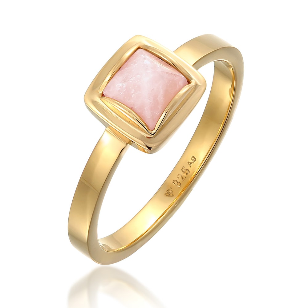 Elli PREMIUM Elli PREMIUM Bague Femme solitaire pyramide avec quartz rose en argent sterling 9 Bague