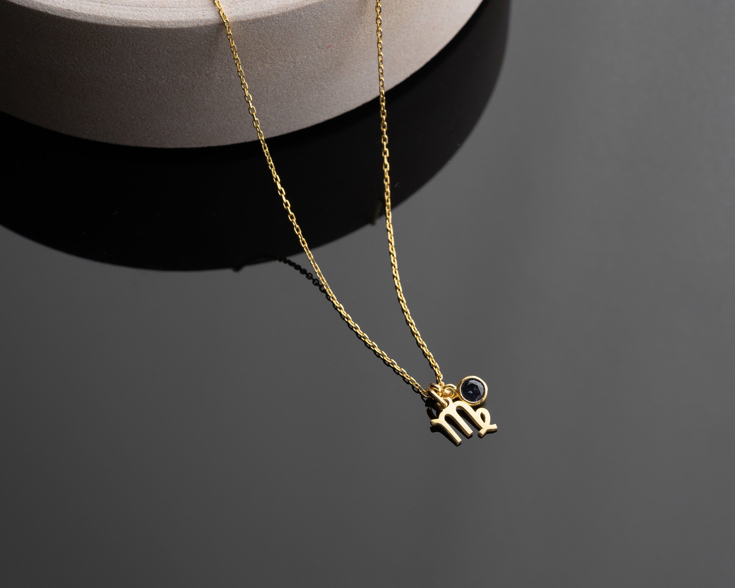 BREYTENKAMP Kette mit Anhänger 925 Silber Sternzeichen Jungfrau Kette mit Geburtsstein Anhänger, 925 Sterling Silber, 14k Vergoldung