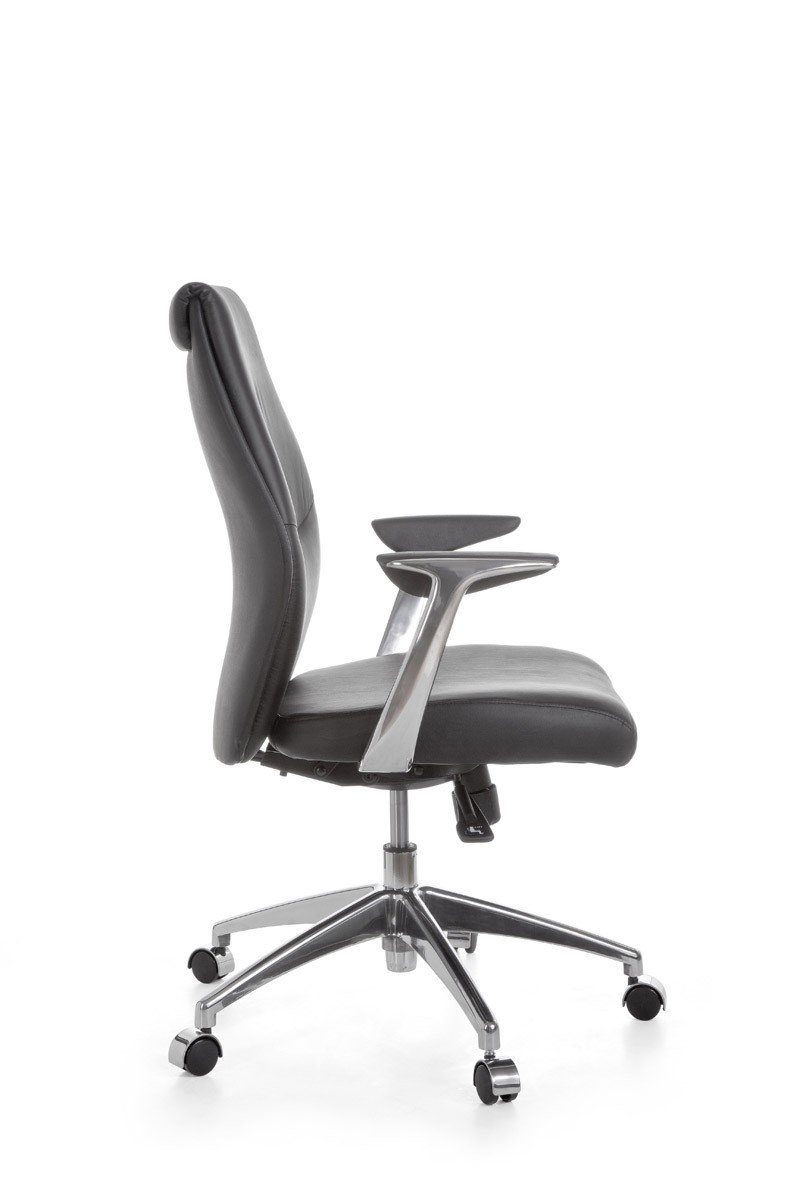 Amstyle Chefsessel SPM1.142 (Echtleder Schwarz, Bürostuhl XXL 120 kg Modern), Schreibtischstuhl Drehbar, Drehstuhl mit Armlehne