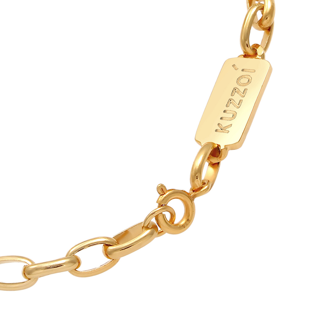 KUZZOI KUZZOI Bracelet Chaîne maille forçat ovale solide de base en 925/1000 argent mass Bracelet
