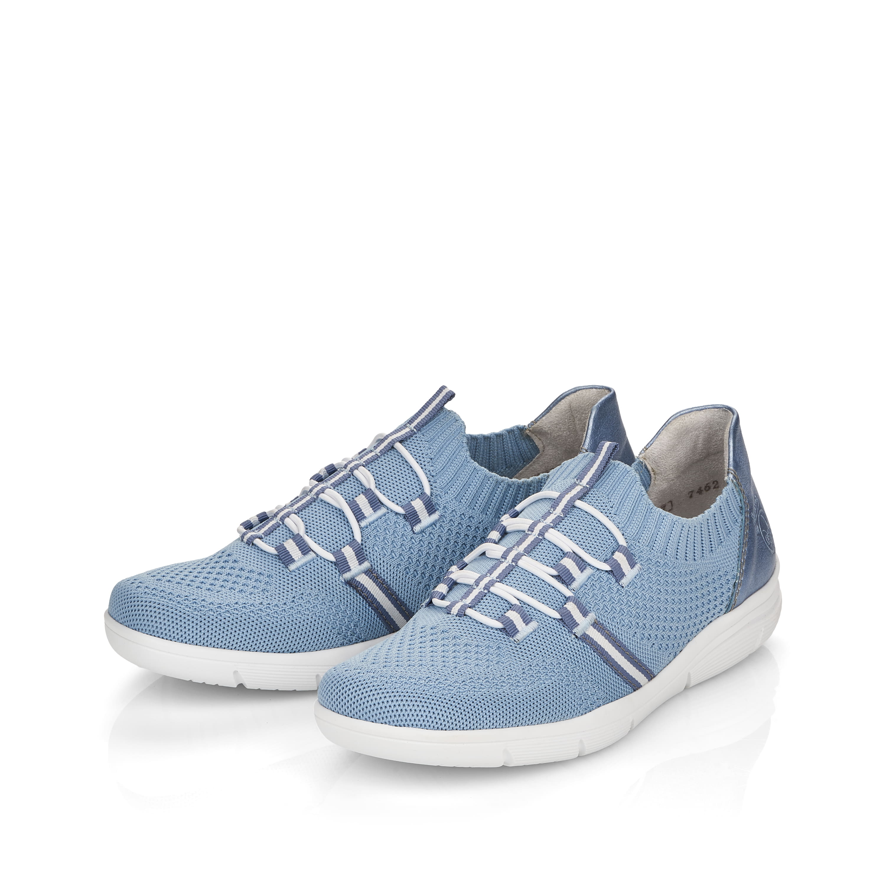 Rieker Damen Slipper himmelblau-reinweiß