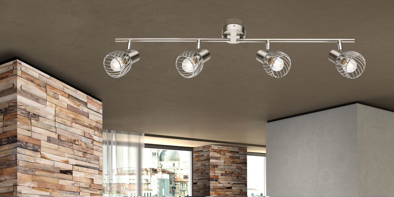 Globo Lighting - TEXAS - Strahler Metall Nickel matt, 4x E14