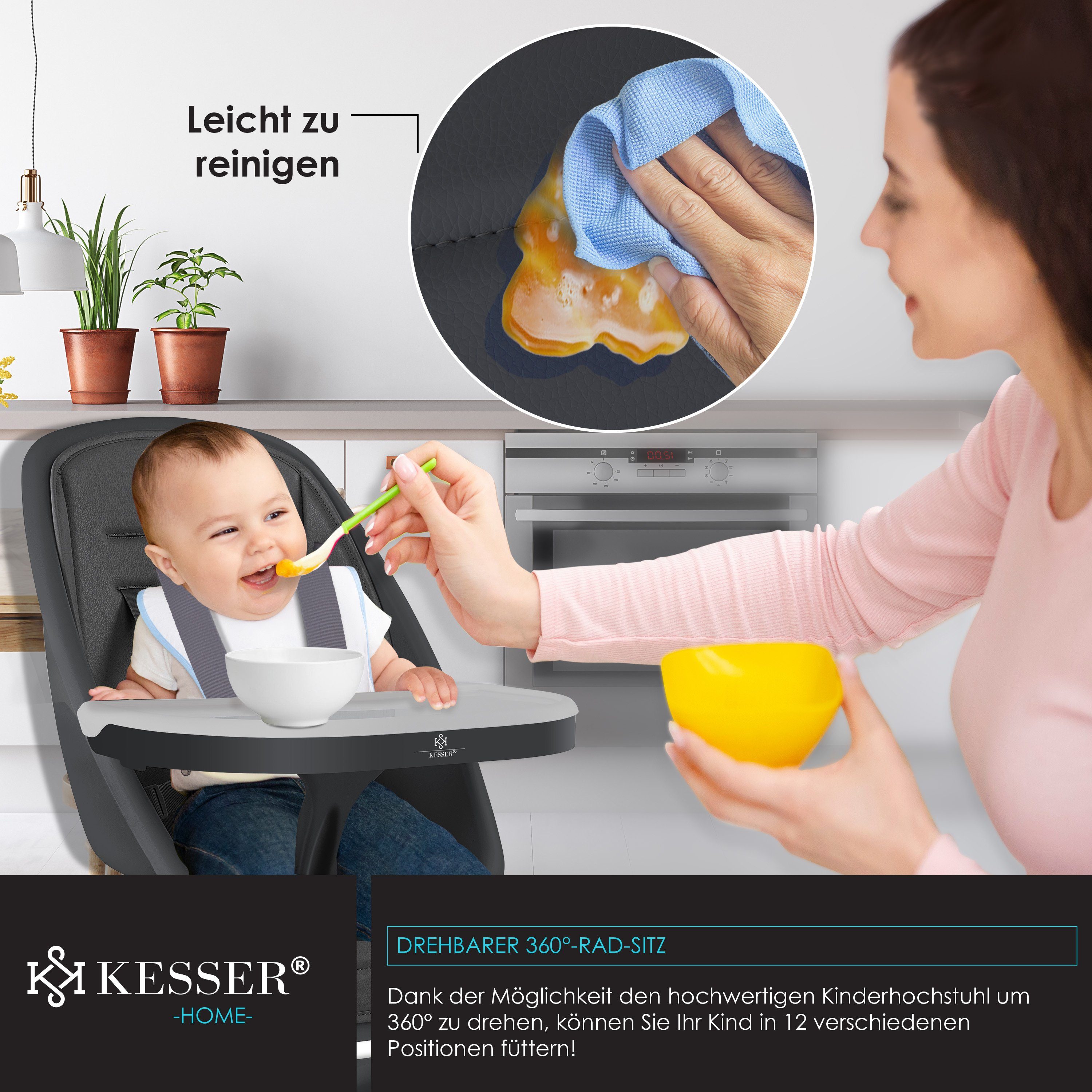 KESSER Hochstuhl, 3in1 Toni Hochstuhl Kinderhochstuhl, Babystuhl, Kombihochstuhl