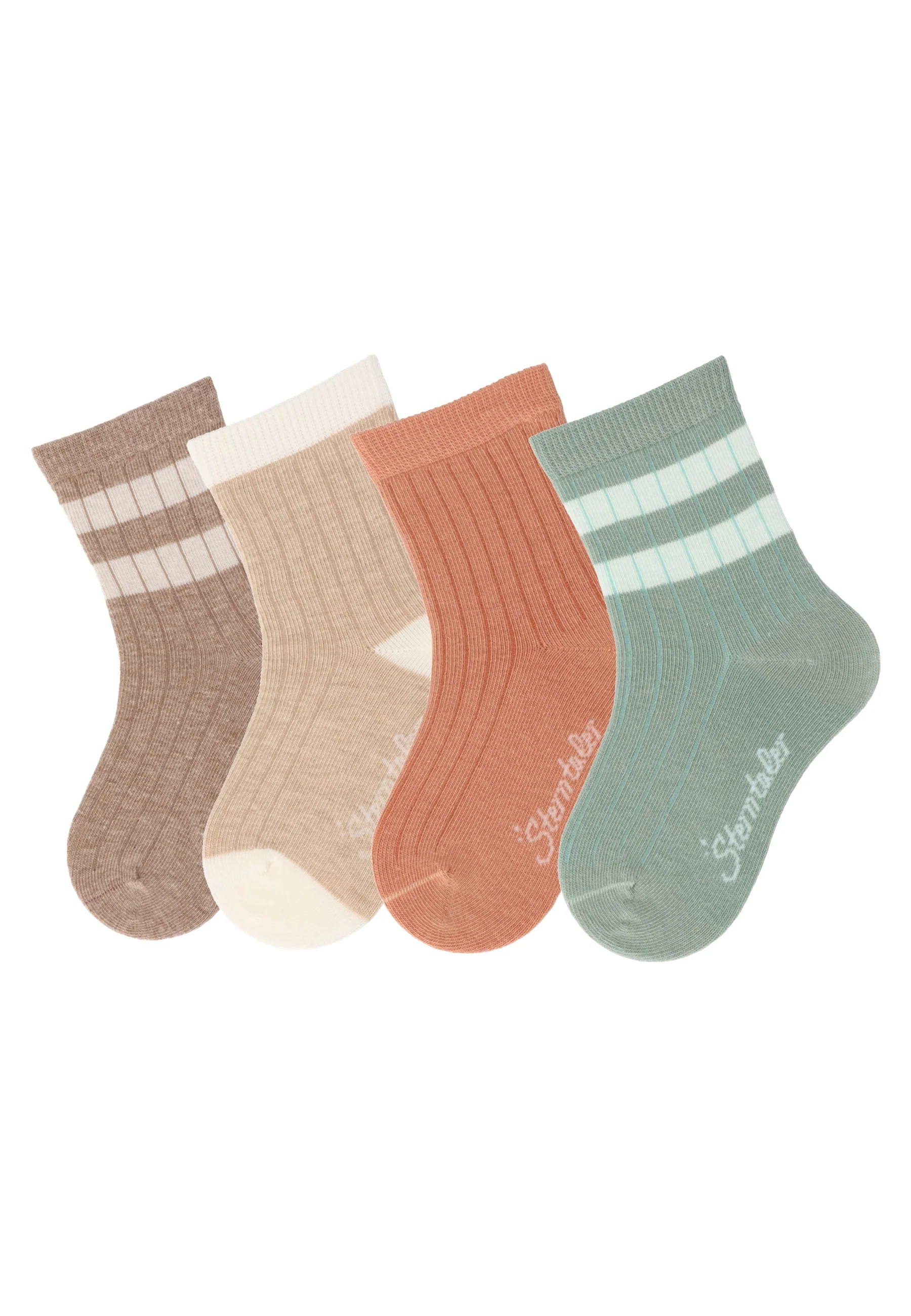 Socken im 4er Pack mit Rippenoptik in braun melange