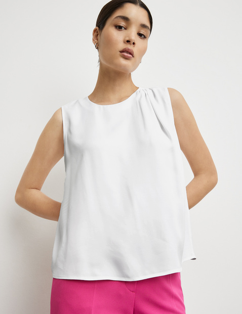 Ärmellose Bluse mit Falten-Detail