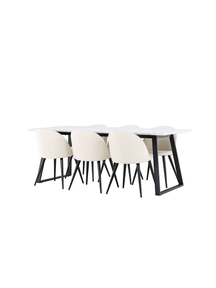 ebuy24 Essgruppe Malaga (7-teilig) Weiß 200 x 90 cm günstig kaufen onesize