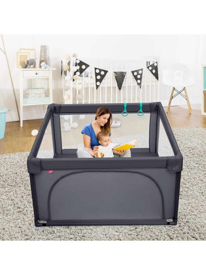 COSTWAY Laufgitter 120cm mit 50 Spielbällen in Anthrazit günstig kaufen onesize