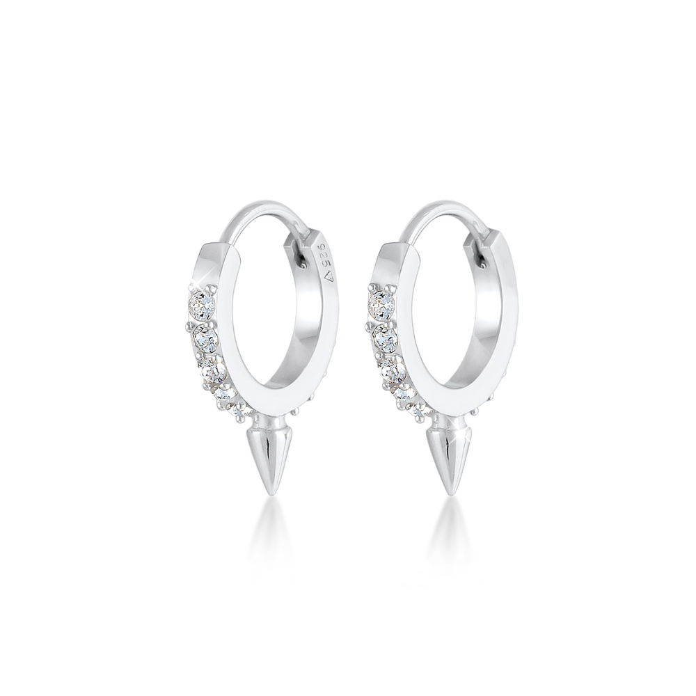 Elli Elli Boucles d'Oreilles Cristaux d'Épines Créoles en Argent 925 Boucles d'oreilles