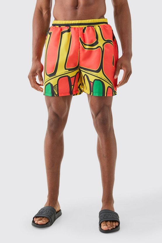 Mittellange Graffiti Badehose