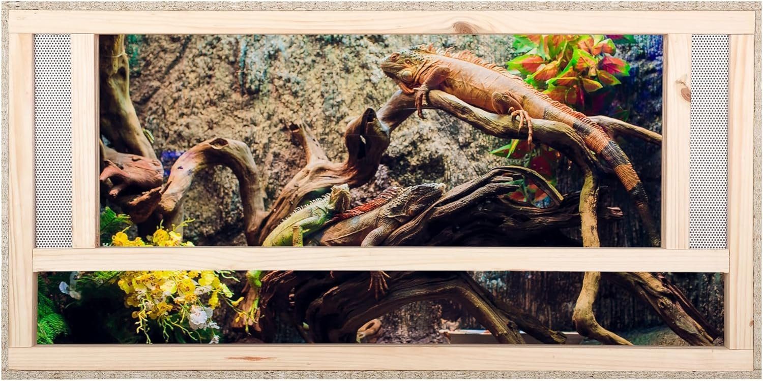 ECOZONE Terrarium Holz Terrarium mit Frontbelüftung 80 x 50 x 50 cm, Holzterrarium aus OSB Platten