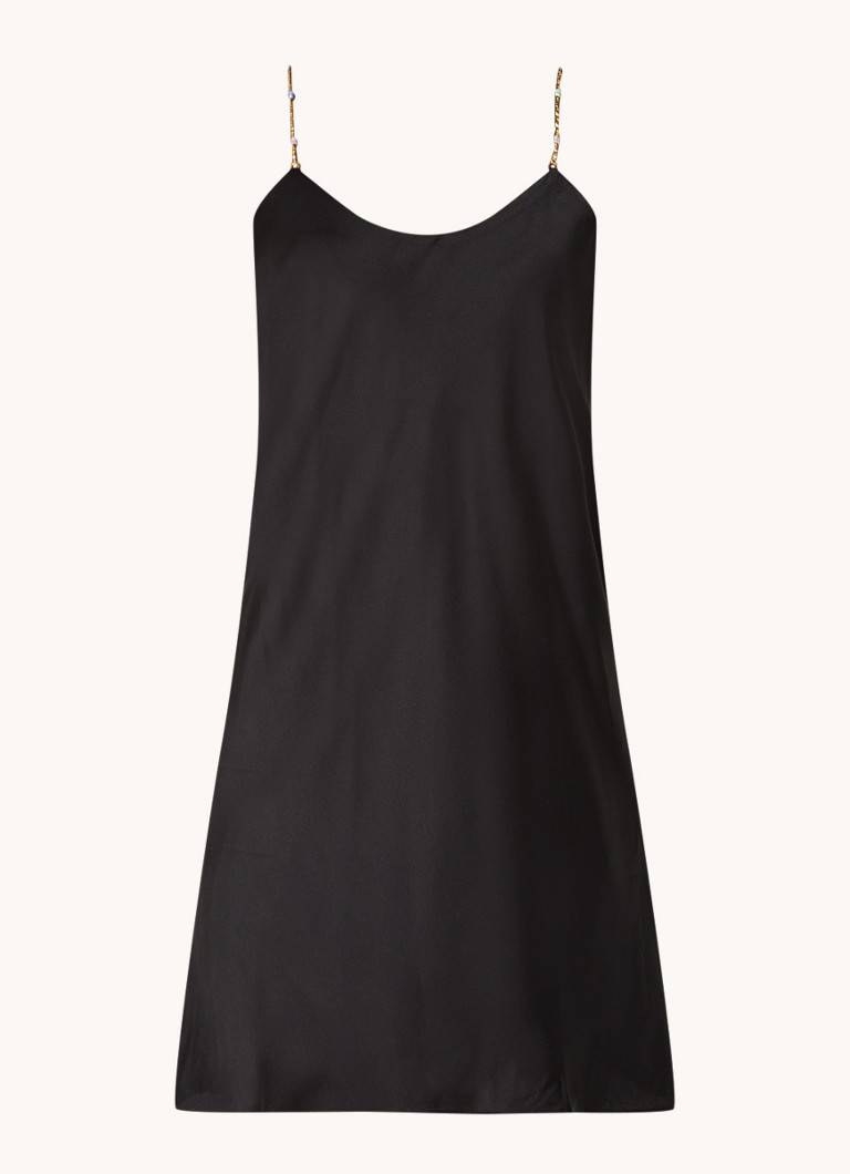 Rochie mini din satin Clem de la Ba&sh cu detalii din perle.