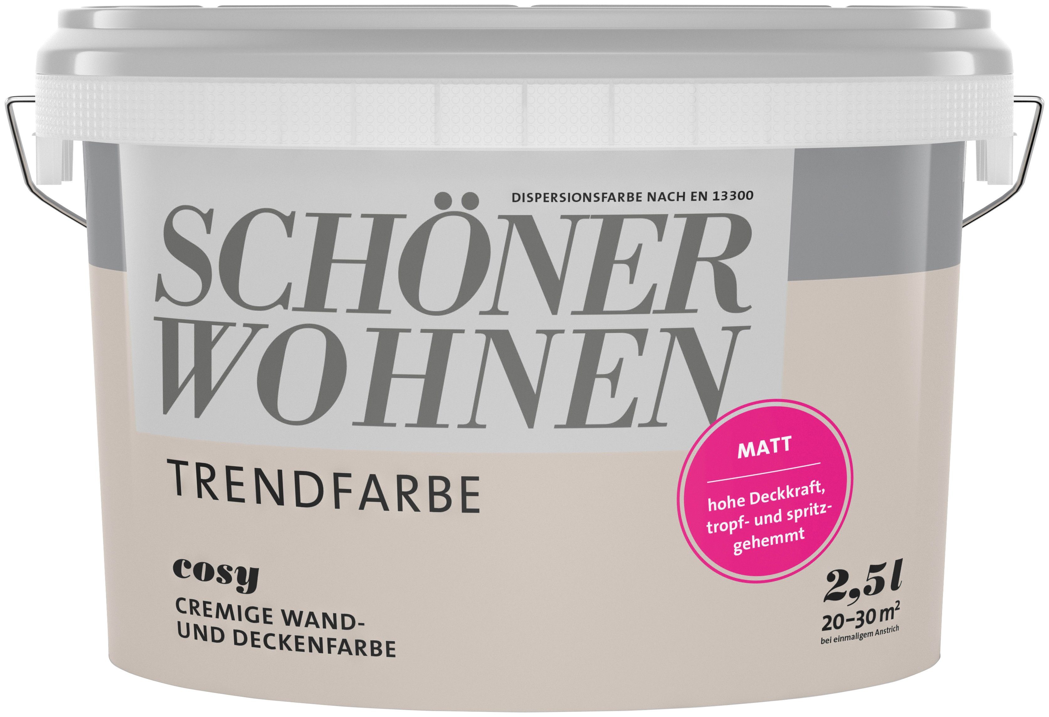 SCHÖNER WOHNEN FARBE Wand- und Deckenfarbe Trendfarbe, 2,5 Liter, Cosy, hochdeckende Wandfarbe - für Allergiker geeignet