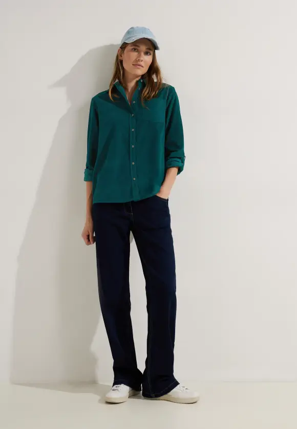 CECIL Cordbluse mit Hemdkragen