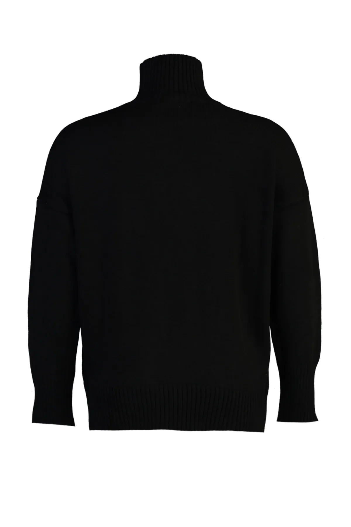 Trendyol Curve  Schwarzer, schulterfreier Strickpullover mit Rollkragen