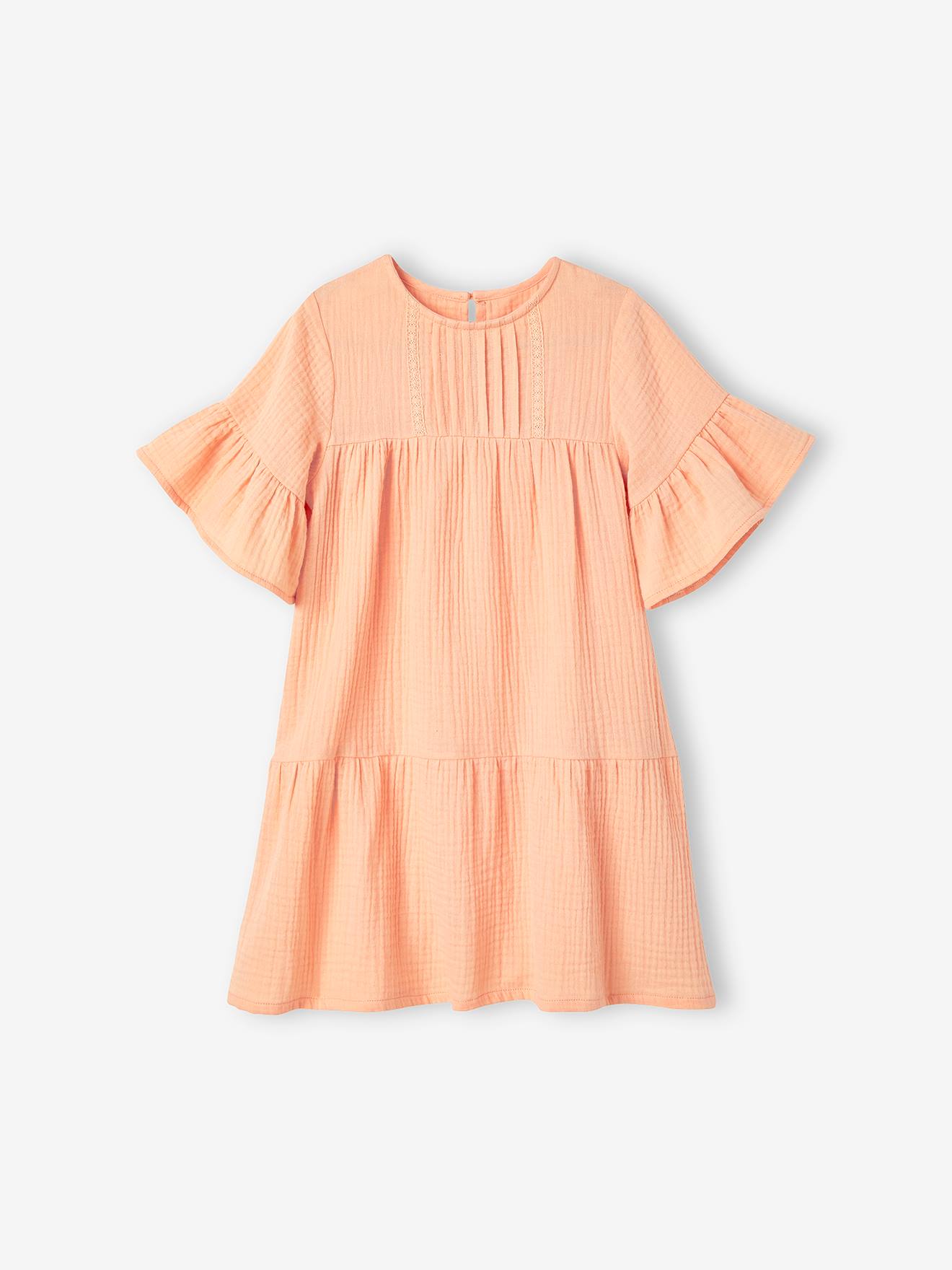 Vertbaudet Mädchen Festkleid aus Musselin - hellblau