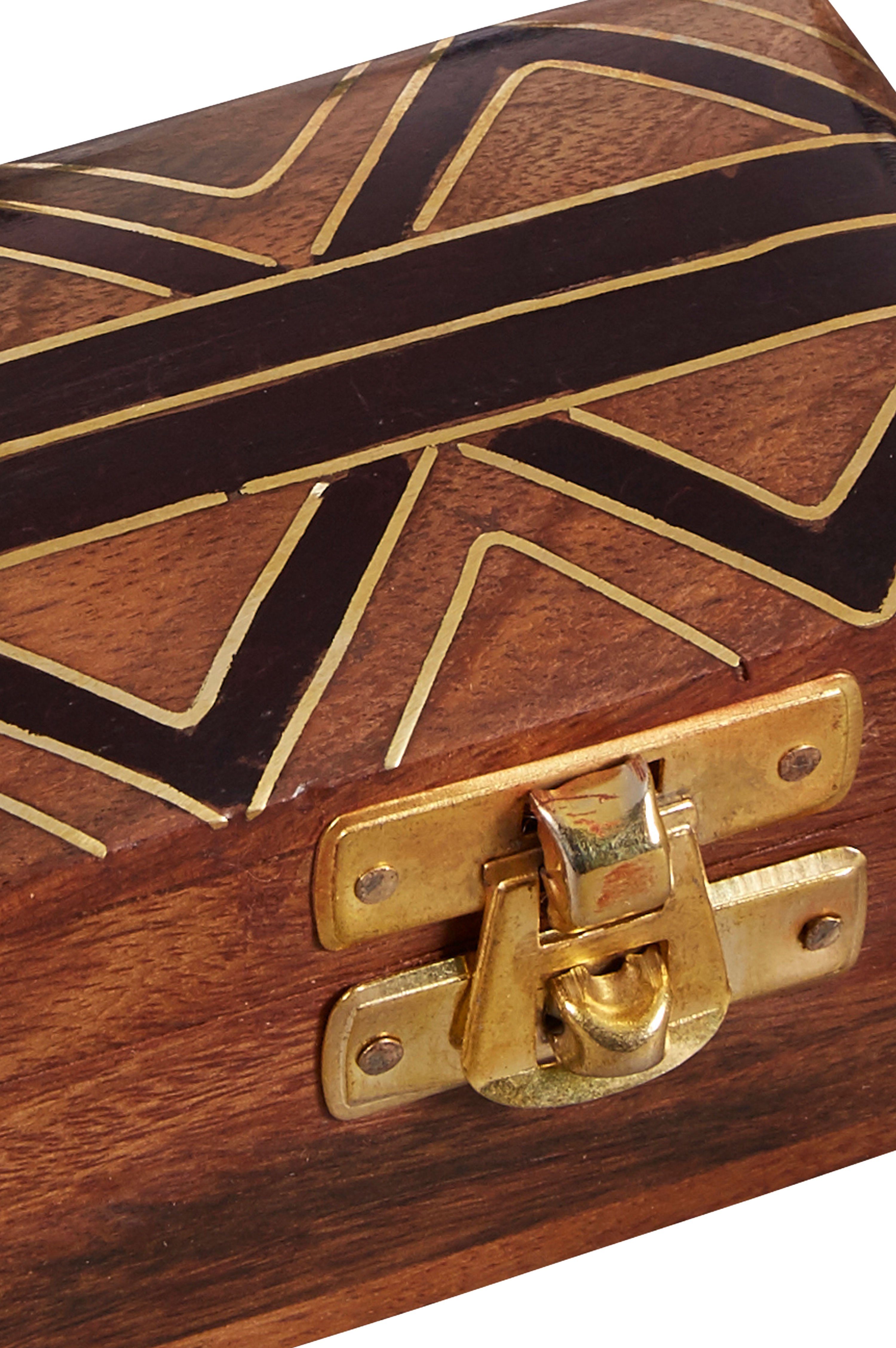 Marrakesch Orient & Mediterran Interior Holzkiste Orientalische kleine Aufbewahrungsbox mit Deckel Dajat Schmuckkästchen, Handarbeit