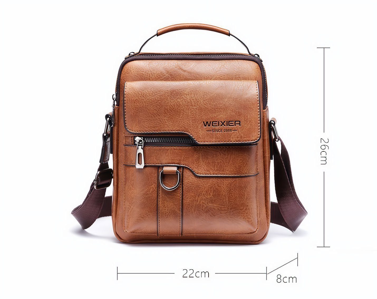 Suzakuin Umhängetasche KunstlederLeder-Schultertasche Herren -geräumig und strapazierfähig