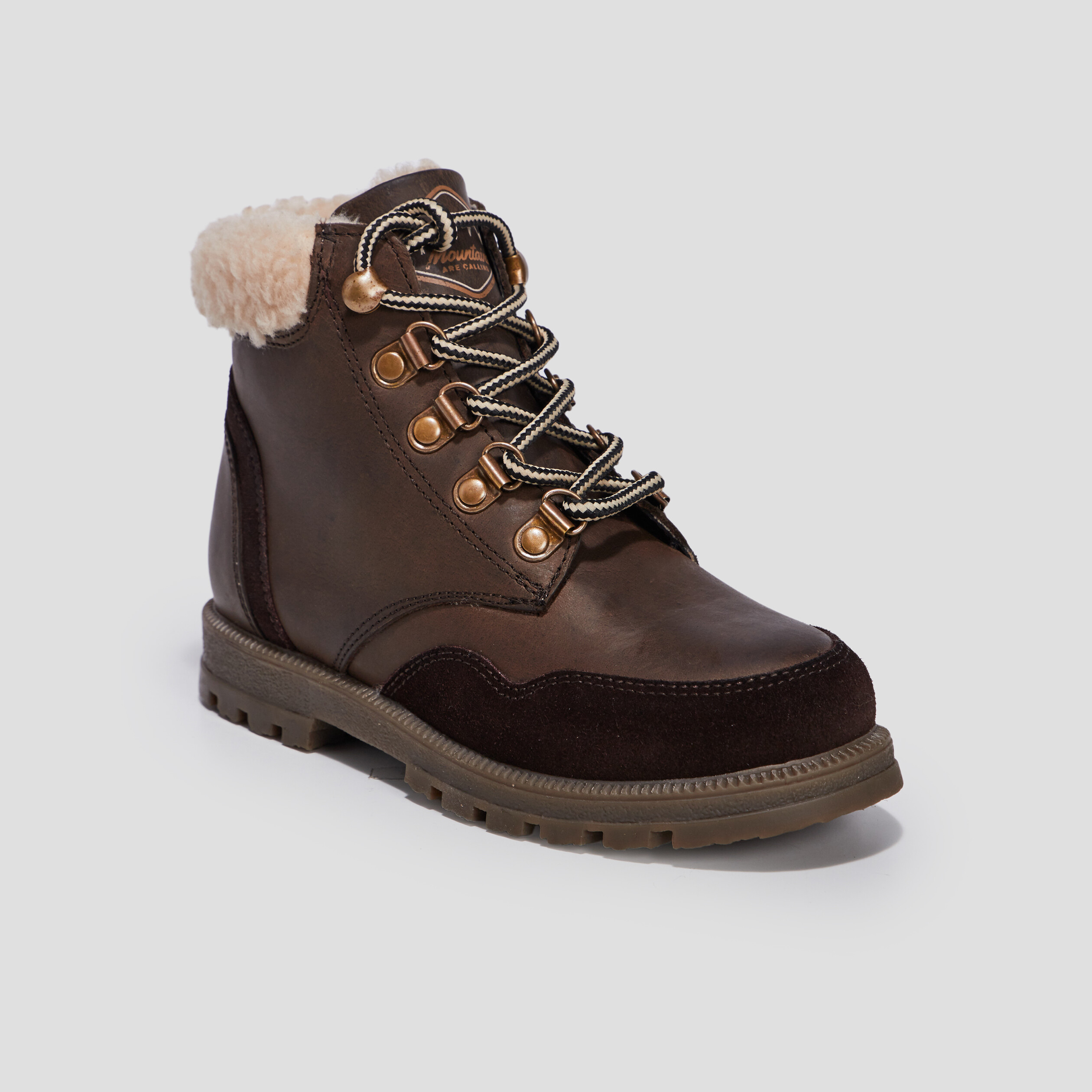 Bottines fourrées en cuir marron garçon | La Halle