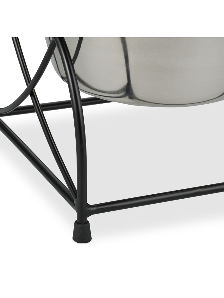 relaxdays Futterstation Hunde in Schwarz/Silber - (B)42,5 x (H)15,5 x (T)19,5 cm günstig kaufen onesize