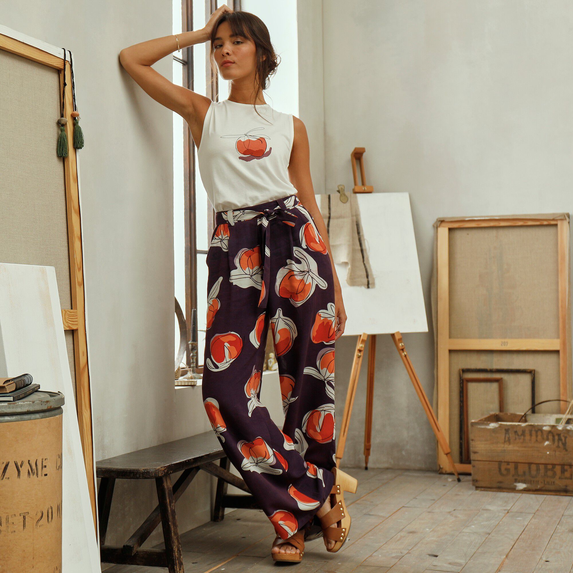 Pantalon fluide imprimé, collection 