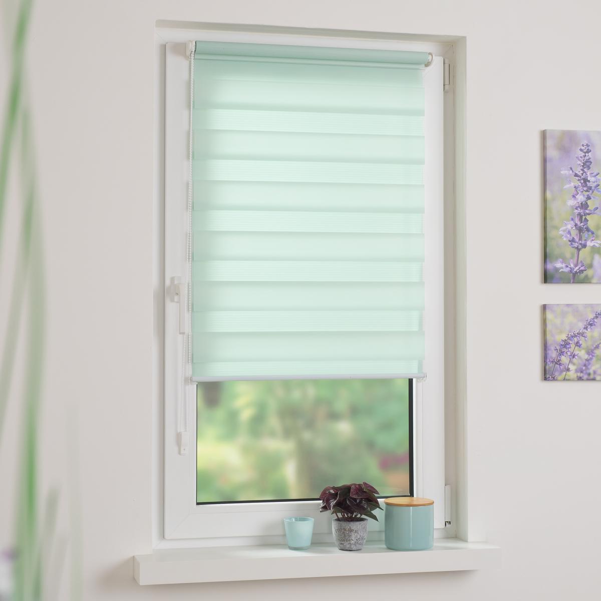 Bella Casa Duo-Rollo mini, Klemmfix Doppelrollo, pastellgrün, Rollo 120 x 160 cm (B x H)