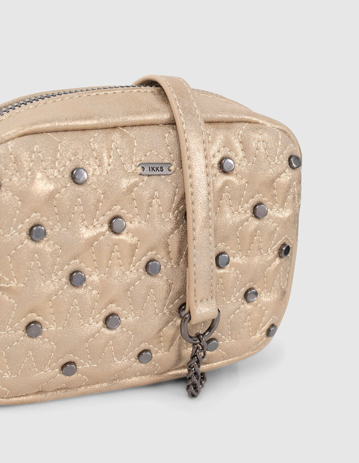 Sac à main doré métallisé et clouté fille