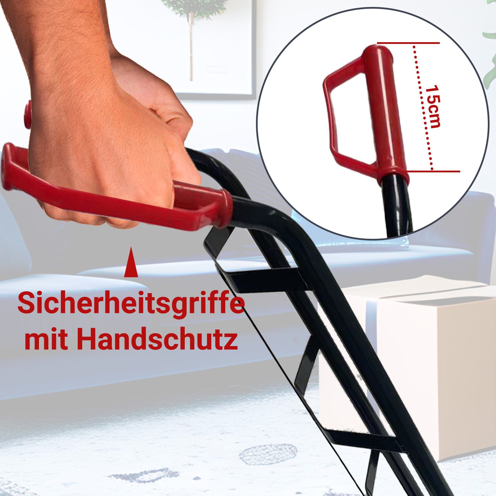 TRISENS Treppensackkarre, Aufklappbare Transportkarre mit Sicherheitsgriffen und Luftbereifung