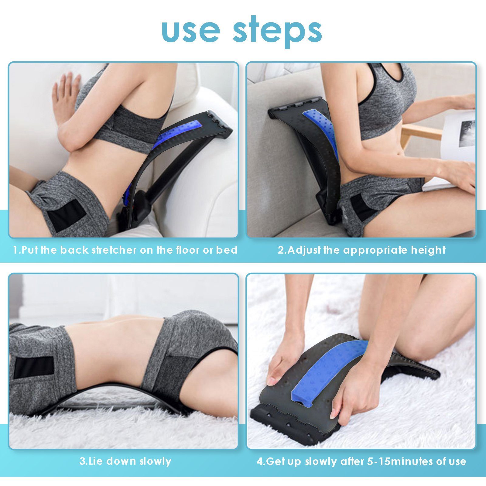 Lospitch Rückentrainer Rückenstrecker Massagegerät Rückenmassage Rückentrainer Lordosenstütze, (1-tlg), Einstellbar/Bogenstützende Design