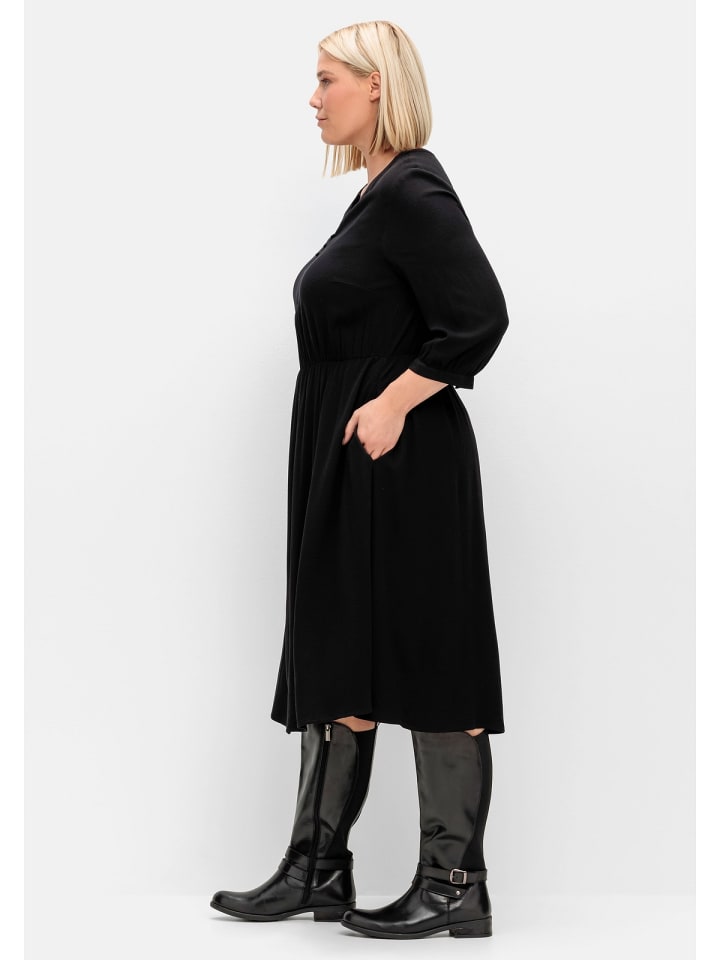 sheego Tailliertes Kleid in schwarz günstig kaufen