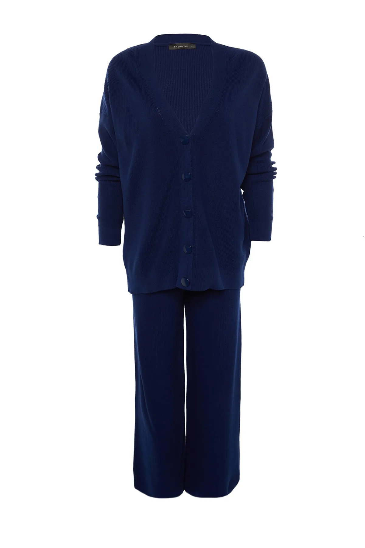 Trendyol Collection  Marineblaues Super-Oversize-Strickoberteil und -Unterteil-Set TWOAW23AU00001