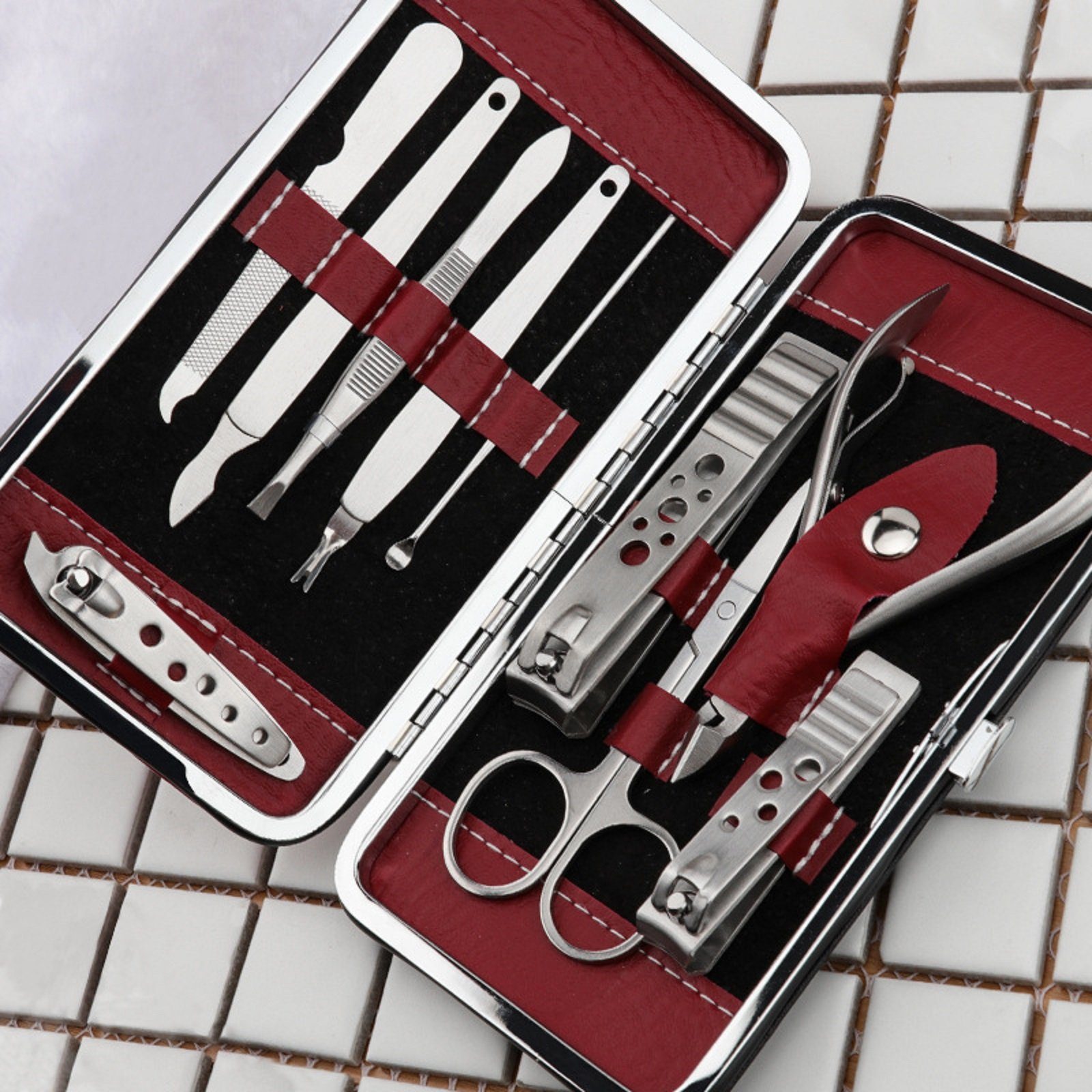 COOL-i ® Maniküre-Pediküre-Set, 10pcs Maniküre Pediküre Set Reisepflege Kit mit schöner Box