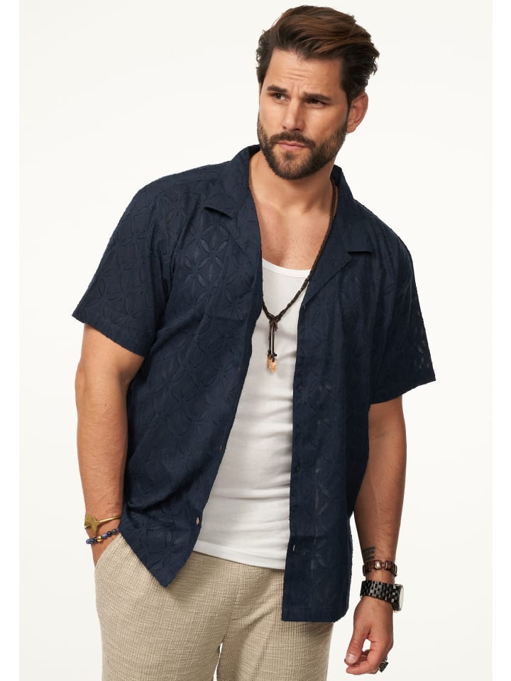 SOULSTAR Kurzarmhemd - im Vintage Summer-Look Kurzarm Strick Polo-Hemd T-Shirt in Navy günstig kaufen