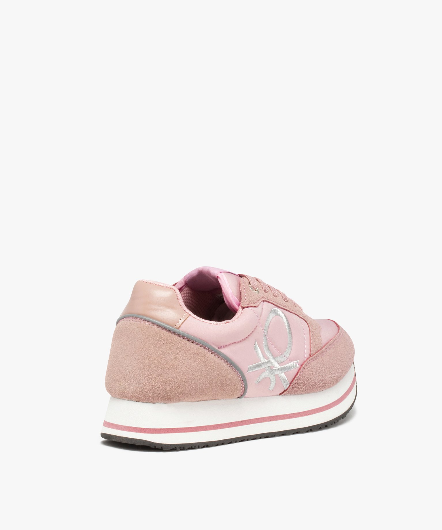 Baskets femme style retro running unies - Benetton rose | GEMO