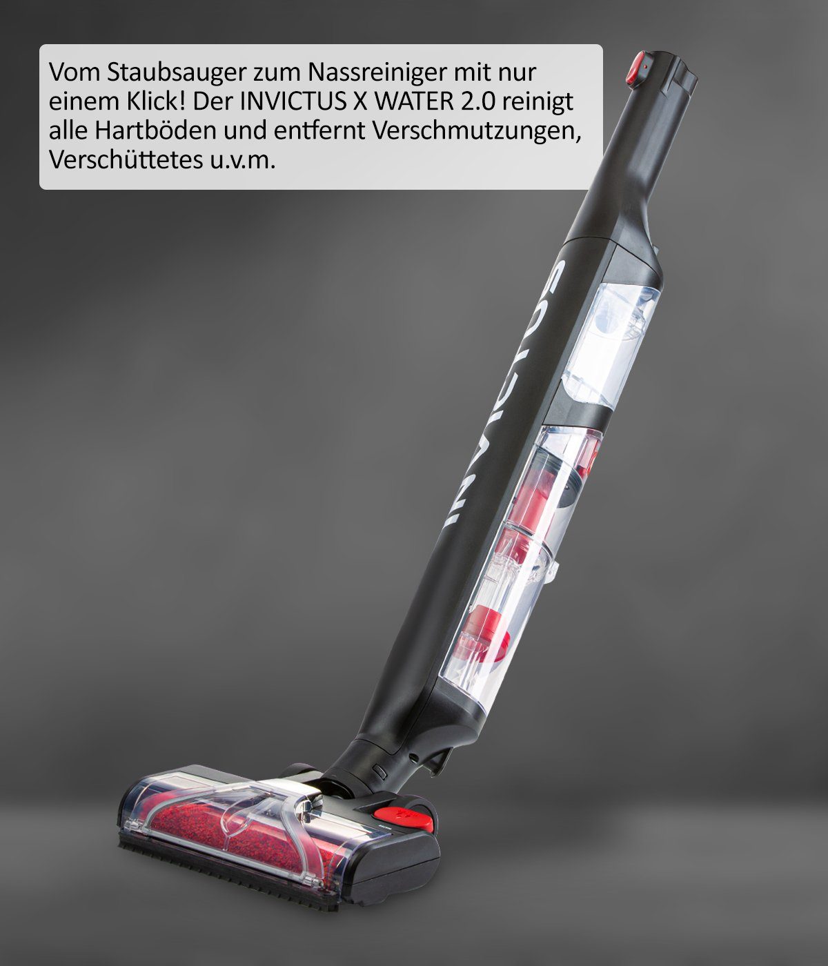 Genius Akku-Hand-und Stielstaubsauger Invictus X9 Facelift Deluxe 26-tlg., Nass- & Trockenreiniger, 450,00 W, beutellos HEPA Filter, Akkusauger bis zu 55 Min Laufzeit Ladestation Bürste Set