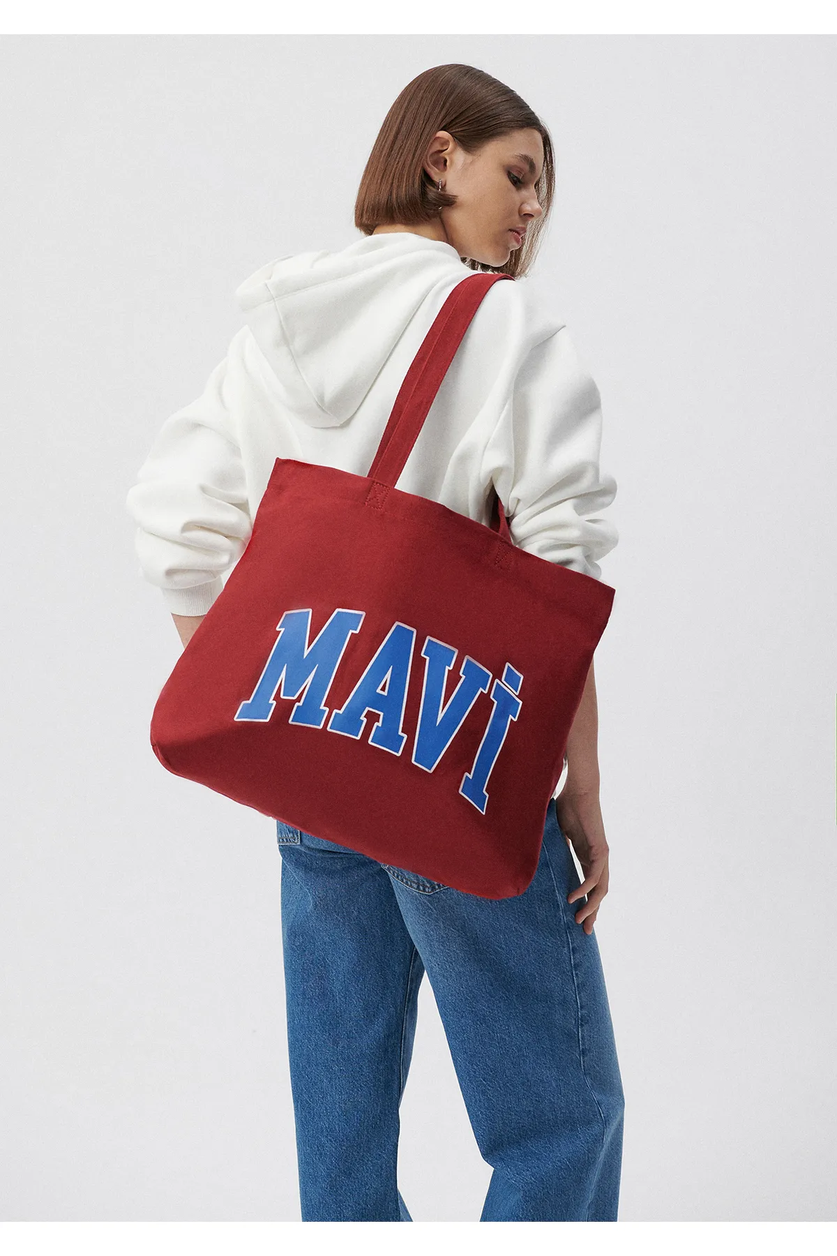 Mavi  Weinrote Umhängetasche mit Logodruck 1912022-85279