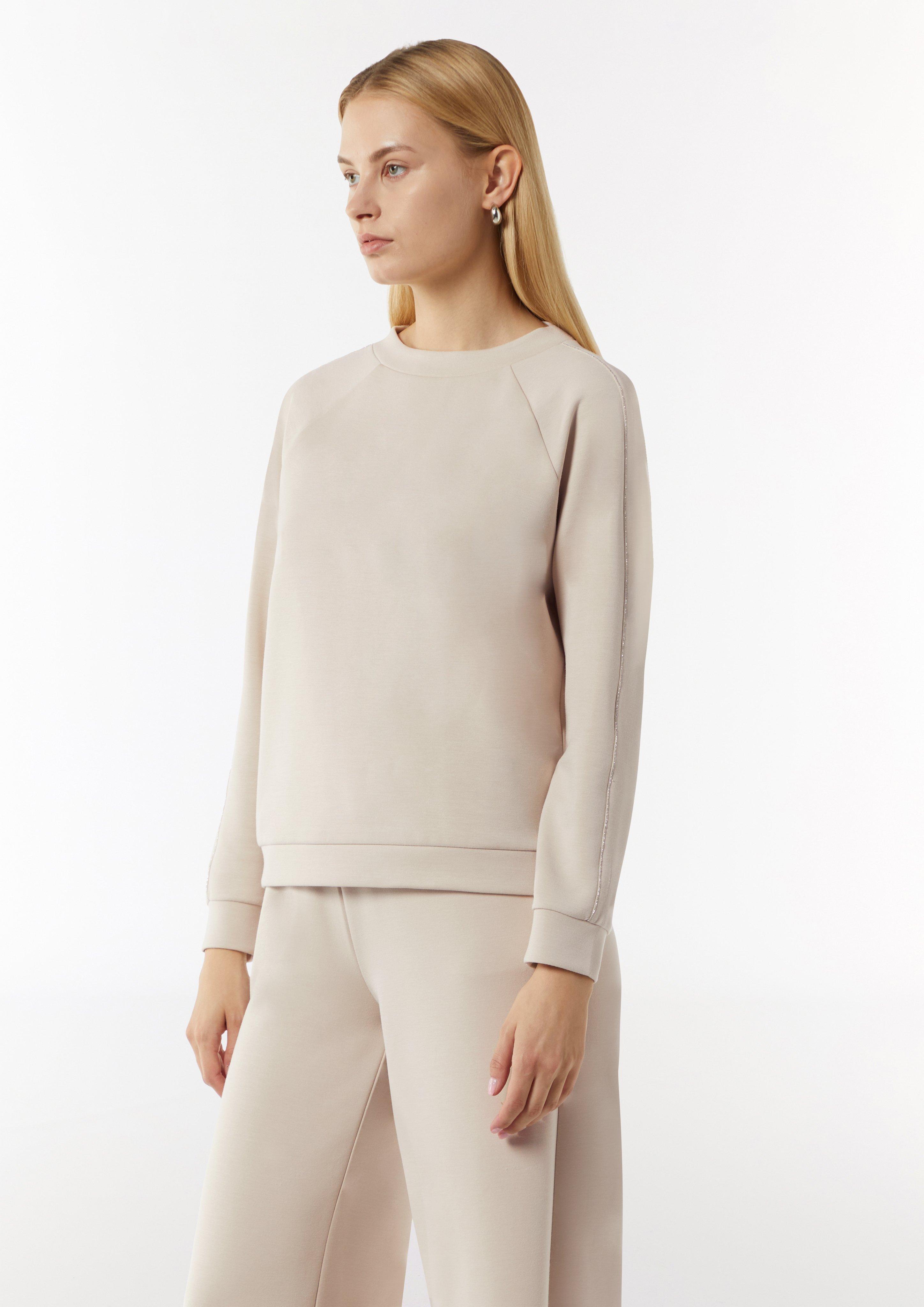Sweatshirt aus Jersey mit Ziersteinen - helles beige